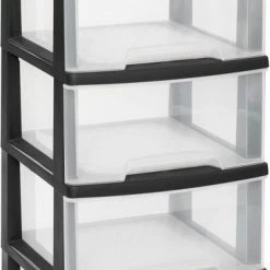 Curver Essentials Ladesysteem - 5x20 Liter - Zwart/transparant