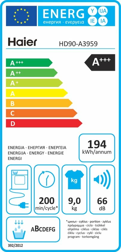 Haier HD90-A3959 - I-Pro Series 5 - Wasdroger 4 Haier HD90-A3959 - I-Pro Series 5 - Wasdroger - Afbeelding 2