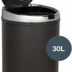 Mohiem - Les Collectors- Prullenbak Met Sensor Uit Roestvrijstaal - N°235 - Inhoud 30 L - InfraRood Sensortechnologie - Rond - Praktisch - Contactloze Opening - Bestendig - Soft-Close Deksel - 30L - Donker Grijs -BISSELL-Winkel 406x840 5