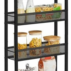 Luxgoods ™ Serveerwagen, Verrijdbaar Keukenrek, Smal, Keukenwagen, Verrijdbare Trolley, 360° Zwenkwielen, Metalen Frame, Voor Keuken, Woonkamer, Kantoor Aan Huis, Vintage Bruin-zwart -BISSELL-Winkel 412x840 2