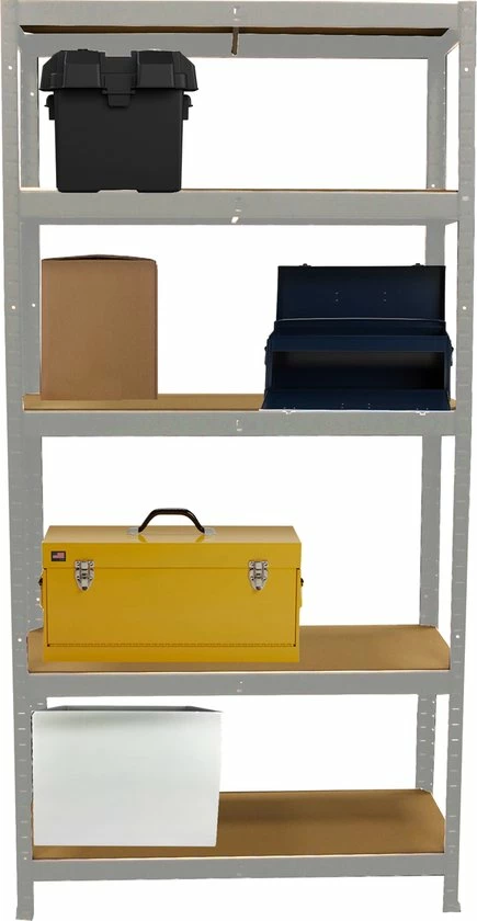 ERRO Metalen Opbergrek/Stellingkast Met 5 Legborden - 175kg Draagkracht Per Plank - 2 Stuks 5 ERRO Metalen Opbergrek/Stellingkast Met 5 Legborden - 175kg Draagkracht Per Plank - 2 Stuks - Afbeelding 3