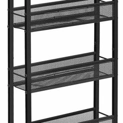 Luxgoods ™ Serveerwagen, Verrijdbaar Keukenrek, Smal, Keukenwagen, Verrijdbare Trolley, 360° Zwenkwielen, Metalen Frame, Voor Keuken, Woonkamer, Kantoor Aan Huis, Vintage Bruin-zwart