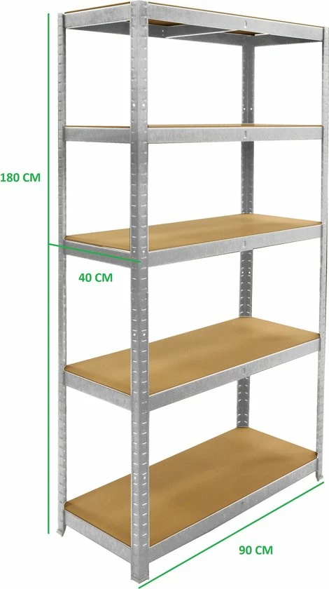 ERRO Metalen Opbergrek/Stellingkast Met 5 Legborden - 175kg Draagkracht Per Plank - 2 Stuks 4 ERRO Metalen Opbergrek/Stellingkast Met 5 Legborden - 175kg Draagkracht Per Plank - 2 Stuks - Afbeelding 2