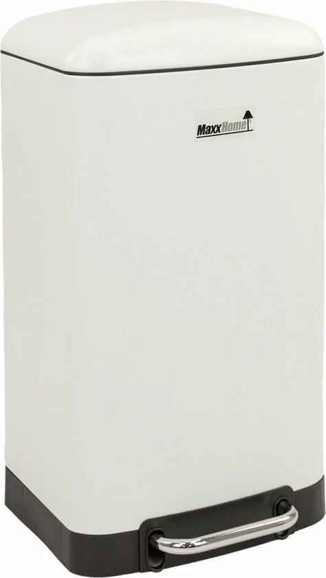 MaxxHome Pedaalemmer Retro - Prullenbak - 30L - Metaal - Mat - Geruisloos - 62cm - Wit 3 MaxxHome Pedaalemmer Retro - Prullenbak - 30L - Metaal - Mat - Geruisloos - 62cm - Wit