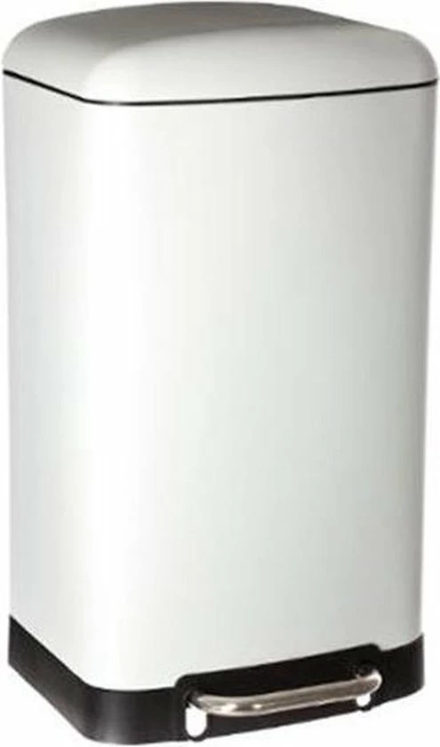 MaxxHome Pedaalemmer Retro - Prullenbak - 30L - Metaal - Mat - Geruisloos - 62cm - Wit 14 MaxxHome Pedaalemmer Retro - Prullenbak - 30L - Metaal - Mat - Geruisloos - 62cm - Wit - Afbeelding 12
