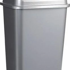 Forte Plastics Kunststof Afvalemmers/vuilnisemmers In Het Zilver Van 30 Liter Met Deksel - Vuilnisbakken/prullenbakken - 34 X 27 X 58 Cm