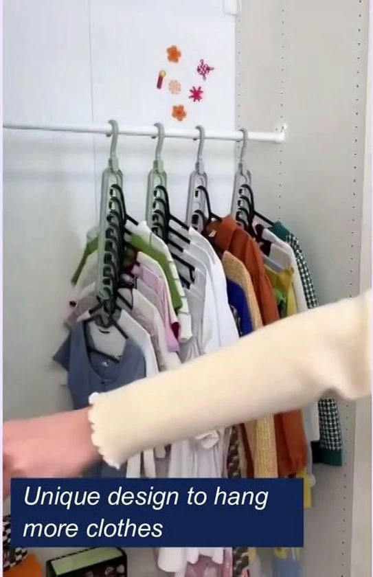 AIA 9 In 1 Magic Kledinghanger (5 Stuks) Space Saving - Kledingkast Organizer - Antislip Klerenhanger -Kledingkast Organizer - Ruimtebesparend Kledingrek 4 AIA 9 In 1 Magic Kledinghanger (5 Stuks) Space Saving - Kledingkast Organizer - Antislip Klerenhanger -Kledingkast Organizer - Ruimtebesparend Kledingrek - Afbeelding 2