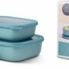 Mepal - Multikom Cirqula Rechthoekig 3-delige Set (500+1000+2000) - Mag In De Vriezer, Magnetron En Vaatwasser – Nordic Green – Meal Prep Bakjes - Bewaardozen Met Deksel