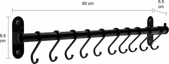 QUVIO Muurbeugel Met Haken Voor In De Keuken / Om Spatels, Soeplepels Of Messen Aan Te Hangen / Handdoekenrek / Ophangrek / Ophanghaken / Wandhaken - Zwart 6 QUVIO Muurbeugel Met Haken Voor In De Keuken / Om Spatels, Soeplepels Of Messen Aan Te Hangen / Handdoekenrek / Ophangrek / Ophanghaken / Wandhaken - Zwart - Afbeelding 4