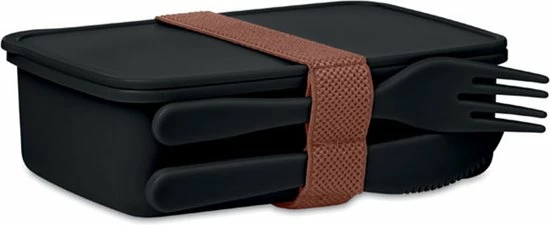 Happyshopper Lunchbox - Broodtrommel - Lunchtrommel - Volwassenen - Kinderen - Jongen - Meisje - Met Bestek - 700 Ml - Zwart - Vaderdag Cadeau 4 Happyshopper Lunchbox - Broodtrommel - Lunchtrommel - Volwassenen - Kinderen - Jongen - Meisje - Met Bestek - 700 Ml - Zwart - Vaderdag Cadeau - Afbeelding 2