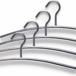 8x Zilveren RVS Kapstok/garderobe Jassen Hangers 44 Cm - Zeller - Huis/wonen Benodigdheden - Jassenhangers - Kledinghangers Voor Kapstokken/garderobes