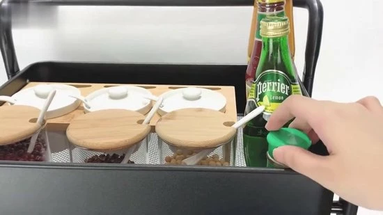 TammaT Inklapbare Keukentrolley - Keukentrolley Op Wieltjes - Serveerwagen - Keuken Trolley Metaal - Zwart - 89,5*44*30cm 4 TammaT Inklapbare Keukentrolley - Keukentrolley Op Wieltjes - Serveerwagen - Keuken Trolley Metaal - Zwart - 89,5*44*30cm - Afbeelding 2