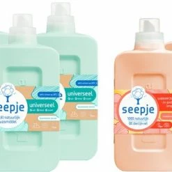 Seepje Wasmiddel & Wasverzachter Pakket - Wasmiddel Universeel - Wasverzachter Sandelhout En Perzik - 69 Wasbeurten