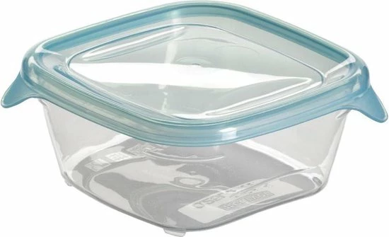 Curver Set Fresh&Go Vierkant - 3x0,25l - Transparant /Blauw 4 Curver Set Fresh&Go Vierkant - 3x0,25l - Transparant /Blauw - Afbeelding 2