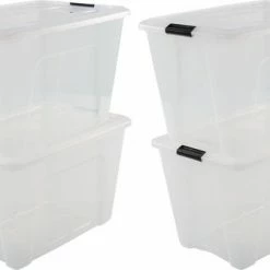 IRIS OHYAMA IRIS Topbox Opbergbox - 60L - 4 Stuks - Transparant/Zwart