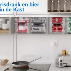Buxibo - Frisdrankblik Organizer/Dispenser - Blikjes Storage - Container Voor Koelkast, Keuken, Kasten, Voorraadkast -Transparant -BISSELL-Winkel 550x340 2