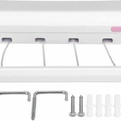 Wonix® - Roldrooglijn - Waslijn Uittrekbaar Tot 3.2 M - 4 Cables - 12.8m - Wit