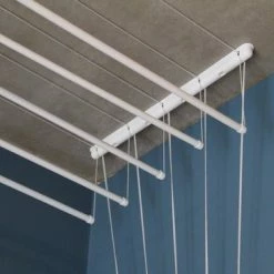 High & Dry Droogrek – Hangend Aan Plafond – 5 Stangen – 150 Cm Lang – Met Optreksysteem.