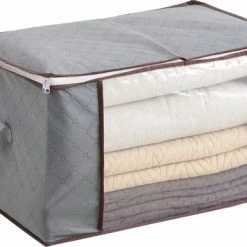 ACAZA Opvouwbare Opbergtassen - Set Van 4 Organizers Met Versterkte Handgreep & Stevige Ritssluiting Voor Kleding, Beddengoed, Dekbedden, Kussens - Grijs -BISSELL-Winkel 550x387
