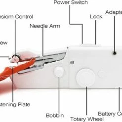 SupplyU Premium Draagbare Mini Handnaaimachine - Compacte Handnaaimachine / Mini Naaimachine - Handnaaimachine Elektrisch - Naaien - Wit - Inclusief: Extra Naaigaren, Extra Naald -BISSELL-Winkel 550x389 4