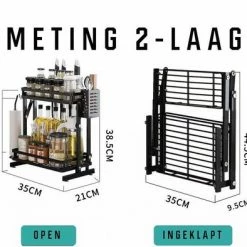 TammaT - Kruidenrek - Kruidenrek Staand - Inklapbare Keukenrek - 2-laags 35x21x38,5CM - Keuken Organizer - Aanrecht Organizer - Keuken Opslag - Roestvrij Staal - Opbergrek - Keuken Organizers - Roestvrij En Krasvrij -BISSELL-Winkel 550x394 8