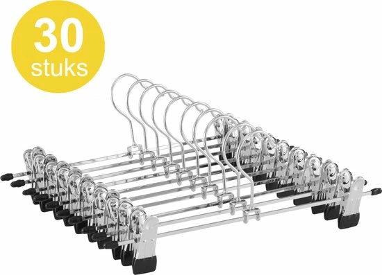 ACAZA Antislip Broekhangers Met Knijpers Voor Heren Of Dames - 30 Stuks Kleding Hangers Met Klemmen - Broek En Rok Houder - 31cm 3 ACAZA Antislip Broekhangers Met Knijpers Voor Heren Of Dames - 30 Stuks Kleding Hangers Met Klemmen - Broek En Rok Houder - 31cm