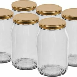 Browin Glazenpotten 900 Ml Inclusief Deksel (goud) Verpakt Per 6 Stuks