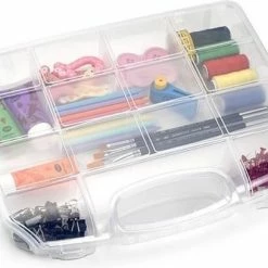 Forte Plastics 1x Opbergkoffertje/opbergdoosjes 8-vaks Transparant - Naaigerei Opbergen - Opbergers