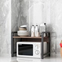 Spieringstore® Magnetronkast – Magnetronrek - Keuken Organizer – Ovenkast – Keukenrek – Keukenkast – 35 X 54 X 36 Cm - Donker Hout