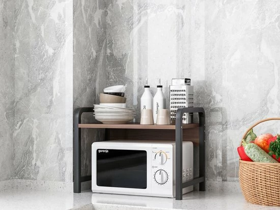 Spieringstore® Magnetronkast – Magnetronrek - Keuken Organizer – Ovenkast – Keukenrek – Keukenkast – 35 X 54 X 36 Cm - Donker Hout 3 Spieringstore® Magnetronkast – Magnetronrek - Keuken Organizer – Ovenkast – Keukenrek – Keukenkast – 35 X 54 X 36 Cm - Donker Hout