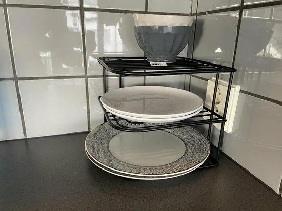 3 BMT 3BMT - Hoekkastrek - 3 Laags Bordenrek - Serviesorganizer - Zwart 4 3 BMT 3BMT - Hoekkastrek - 3 Laags Bordenrek - Serviesorganizer - Zwart - Afbeelding 2