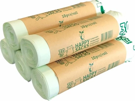 Happy Sacks Biozakken 30 Liter - 5 Rol à 10 Stuks 3 Happy Sacks Biozakken 30 Liter - 5 Rol à 10 Stuks