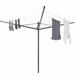 Brabantia Lift-O-Matic Droogmolen Met Metalen Grondanker, Beschermhoes, Wasknijpertasje En Wasknijpers - 50 M - Anthracite -BISSELL-Winkel 550x419 2