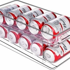 Buxibo - Frisdrankblik Organizer/Dispenser - Blikjes Storage - Container Voor Koelkast, Keuken, Kasten, Voorraadkast -Transparant