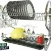 Borvat® | Luxe Metalen Afdruiprek Met Lekbak | Afwas Druiprek | Vaatwasser Rek Met Bestekmand | RVS | 2 Etages | Verchroomd -BISSELL-Winkel 550x428 6
