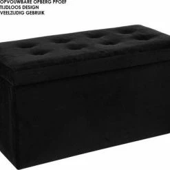 Wooners Hocker Met Opbergruimte - Opbergpoef - Zwart Velvet - H38 X B76 Cm -BISSELL-Winkel 550x429 2
