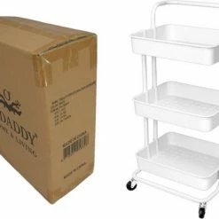 O'DADDY® Keukentrolley Op Wieltjes - Serveerwagen - Keukentrolley Wit - Verrijdbaar En Vast - 3 Lagen - 86 X 43 X 36 Cm -BISSELL-Winkel 550x430 2