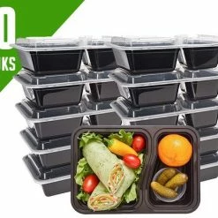 Vershoudbakjes.nl Meal Prep Bakjes Vershouddoos - 10 Stuks - Met 2 Compartimenten - Herbruikbaar