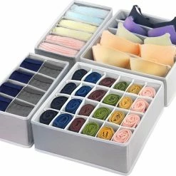 The Organisy Ondergoed Lade Organizer (Set Van 4) - Kleding Opbergbox - Opbergsysteem Voor BH / Sokken / Stropdas / Lingerie / Babykleding - Kast Verdeler En Opberger / Opbergdoos / Opbergbox