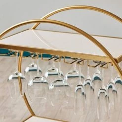 KANDR Bar Cart - Wijn Tafel - Serveer Trolley - Serveerwagen - Keukentrolley - Op Wielen - Rond - Goud -BISSELL-Winkel 550x440 2