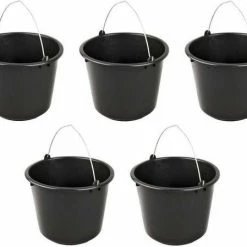 Merkloos 5x Stevige Huishoud Emmers 12 Liter - Bouwemmer - Schoonmaak Emmer