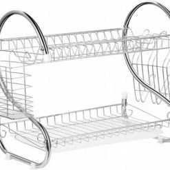 Borvat® | Luxe Metalen Afdruiprek Met Lekbak | Afwas Druiprek | Vaatwasser Rek Met Bestekmand | RVS | 2 Etages | Verchroomd -BISSELL-Winkel 550x454 2