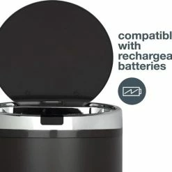 Mohiem - Les Collectors- Prullenbak Met Sensor Uit Roestvrijstaal - N°235 - Inhoud 30 L - InfraRood Sensortechnologie - Rond - Praktisch - Contactloze Opening - Bestendig - Soft-Close Deksel - 30L - Donker Grijs -BISSELL-Winkel 550x459 2