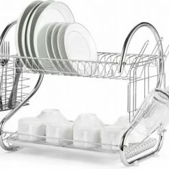 Borvat® | Luxe Metalen Afdruiprek Met Lekbak | Afwas Druiprek | Vaatwasser Rek Met Bestekmand | RVS | 2 Etages | Verchroomd -BISSELL-Winkel 550x459 3