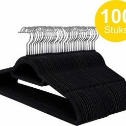 Acaza 100 Anti-slip Kleerhangers - Ultra-dun En Ruimtebesparende Kledinghangers - Zwart