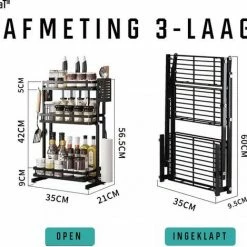 TammaT - Kruidenrek - Kruidenrek Staand - Inklapbare Keukenrek - 2-laags 35x21x38,5CM - Keuken Organizer - Aanrecht Organizer - Keuken Opslag - Roestvrij Staal - Opbergrek - Keuken Organizers - Roestvrij En Krasvrij -BISSELL-Winkel 550x469 1