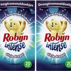 Robijn Intense Robijn Droogtrommeldoekjes – Intense Morgenfris , 20 Doekjes - 2 Stuks