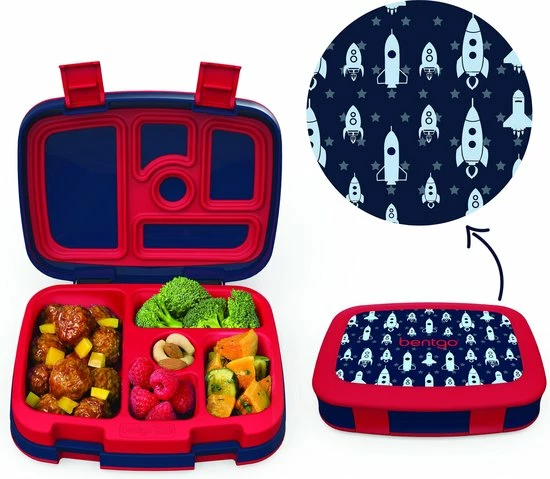Bentgo Kids Lunchbox - Lekvrije Bento Box – Broodtrommel Kinderen Met 5 Compartimenten – Brooddoos Voor Warm En Koud Eten – Raket Print 8 Bentgo Kids Lunchbox - Lekvrije Bento Box – Broodtrommel Kinderen Met 5 Compartimenten – Brooddoos Voor Warm En Koud Eten – Raket Print - Afbeelding 6