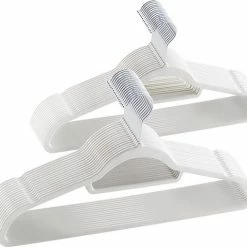 ACAZA Set Van 50 Kledinghangers Met Fluweel - Ultra-dunne Kleerhangers Met Anti-Slip - Kapstokken Met Broeklat Of Roklat - Wit