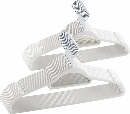 ACAZA Set Van 50 Kledinghangers Met Fluweel - Ultra-dunne Kleerhangers Met Anti-Slip - Kapstokken Met Broeklat Of Roklat - Wit 3 ACAZA Set Van 50 Kledinghangers Met Fluweel - Ultra-dunne Kleerhangers Met Anti-Slip - Kapstokken Met Broeklat Of Roklat - Wit